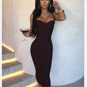 BABY BOO Mayra Bandage Maxi Dress - Chocolate